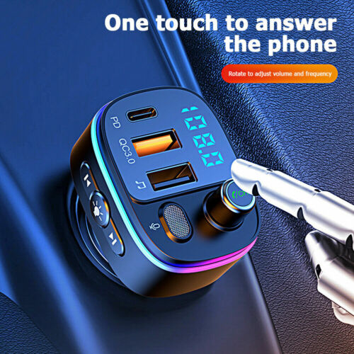 DUAL Fast Car Charger + Bluetooth FM Transmitter Backlit Handsfree + MP3 Player - Photo 1 sur 12