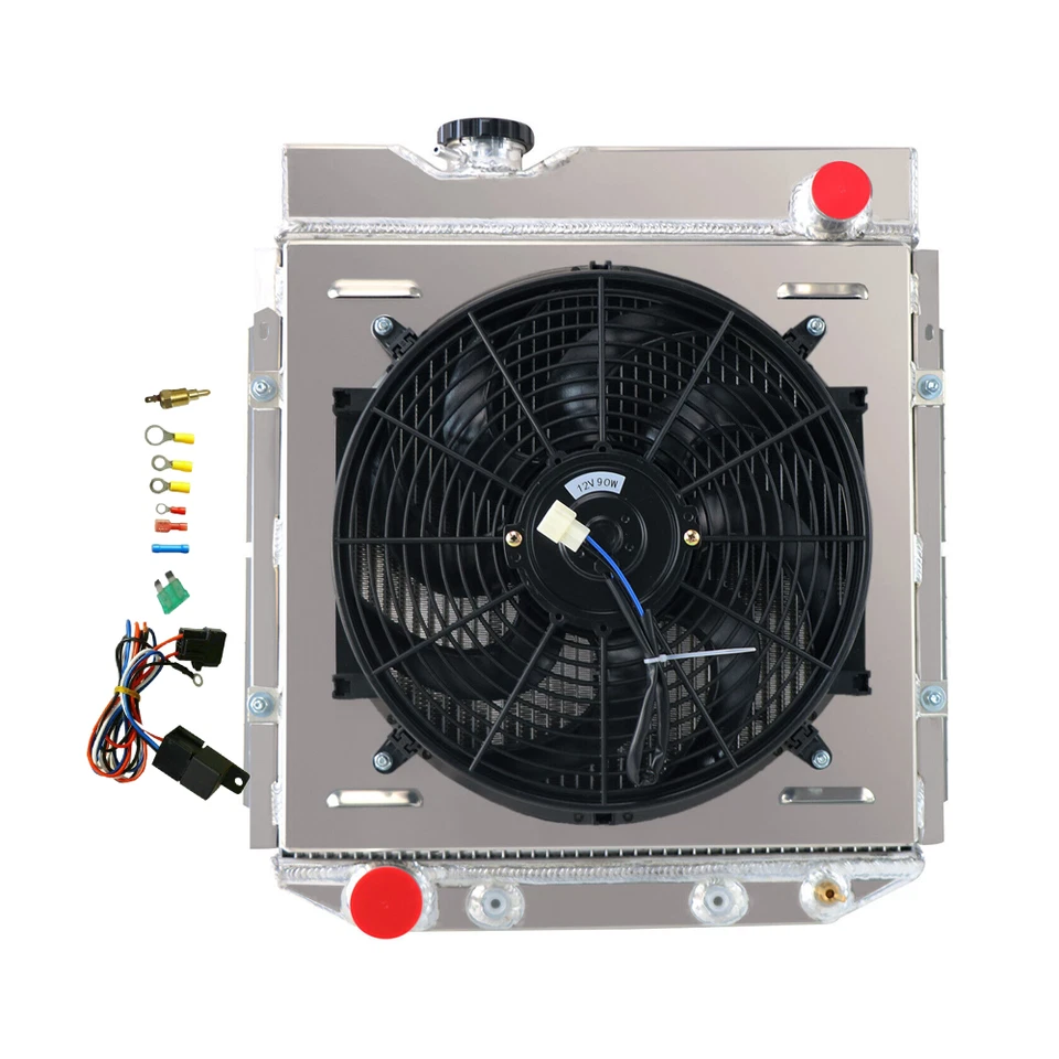 Ventilador de cubierta de radiador de aluminio de 4 filas para Ford Econoline V8 1961-1965 intercambiable 3,3 4,7 L Foto 2 de 4