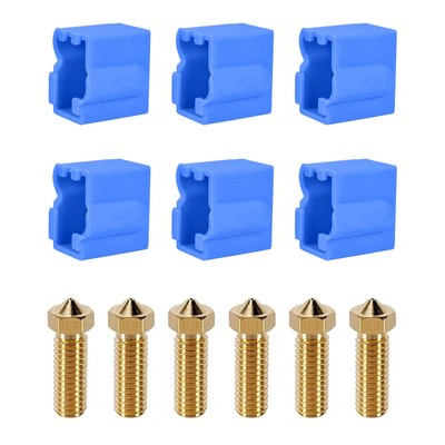 3d Printer Parts 6 Pcs Volcano Heater Block Silicone Sock Cover With 0.4mm Brass