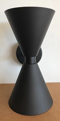 DC137 DOUBLE CONE SCONCE BOW TIE HOURGLASS BLACK MADE IN USA! MCM NEW