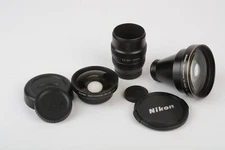 Nikon TC-E3D 3x & WC-E68 .68x Lenses + UR-E5 & UR-E6 Adapters, Caps, Clean