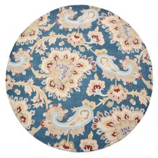 Hand-Tufted Wool Area Rug - Floral Blue