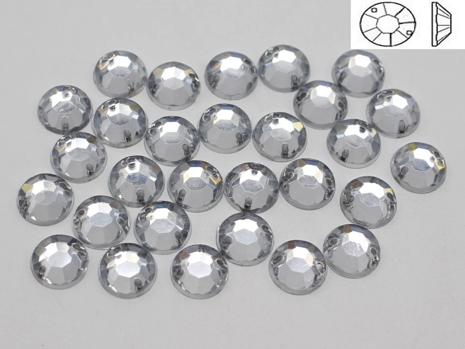 250 pedras preciosas redondas de cristal de costura acrílica plana transparente 8 mm costurar em contas - Imagem 2 de 4