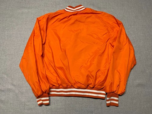 Vintage Chalk Line Bomber Jacket Mens Small Orange Satin Snap Made In USA Blank - Picture 2 of 13