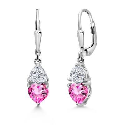 2.64 Ct Pink Mystic Topaz Lab Grown Diamond 925 Sterling Silver Earrings