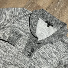 Banana Republic Womens Shawl Collar Pullover Top Gray Space Dye Size Small EUC