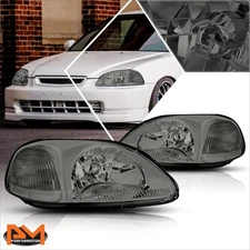 For 96-98 Honda Civic EJ/EM/EK Smoked Housing Headlight Clear Corner Signal Lamp