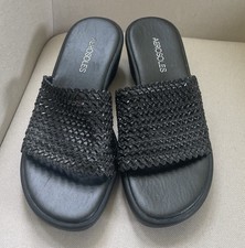 Aerosoles Women  s Black Wedge Sandal Size 7 Neutral Comfort Staple Wardrobe