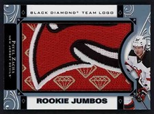 2016-17 Upper Deck Black Diamond Team Logo Rookie Jumbos Pavel Zacha Patch Card. rookie card picture