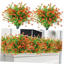 Artificial Fall Flowers for Outdoors 12 Bundles UV Resistant 12Pcs Orange
