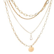 Statement mehrlagige Halskette mit rundem Anhänger für Modeliebhaber