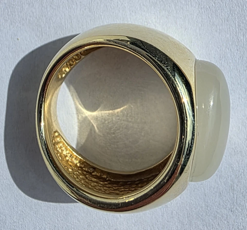 Ring Gelbgold mit Mondstein, Bandring 585 - Bild 4 von 4