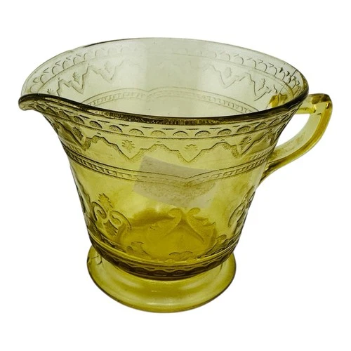 Vtg Patrician Spoke Depression Federal Glass CREAMER Amber Yellow 1930s