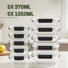10 Pack Borosilicate Glass Containers With Lids - Glass Meal Prep Food Storage