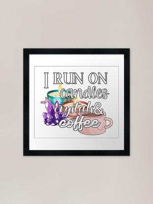 Kerzen, Kristalle und Kaffee gerahmt gerahmt Wandbild Poster Leinwanddruck Bild