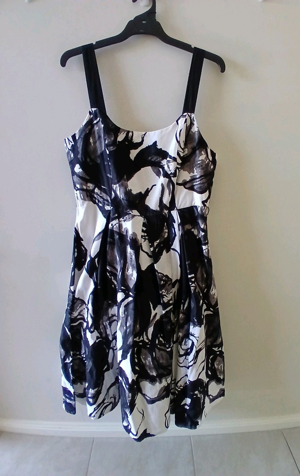 Liz Jordan Size 16 Dress Fit & Flare Rockabilly Style Monotone Midi Tea Length 