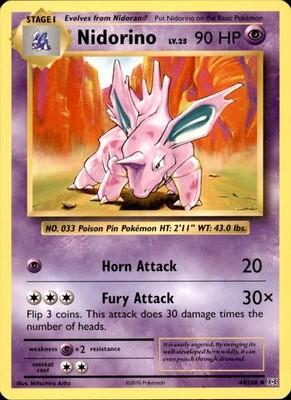Nidorino 44/108 Uncommon - Pokemon XY - Evolutions NM