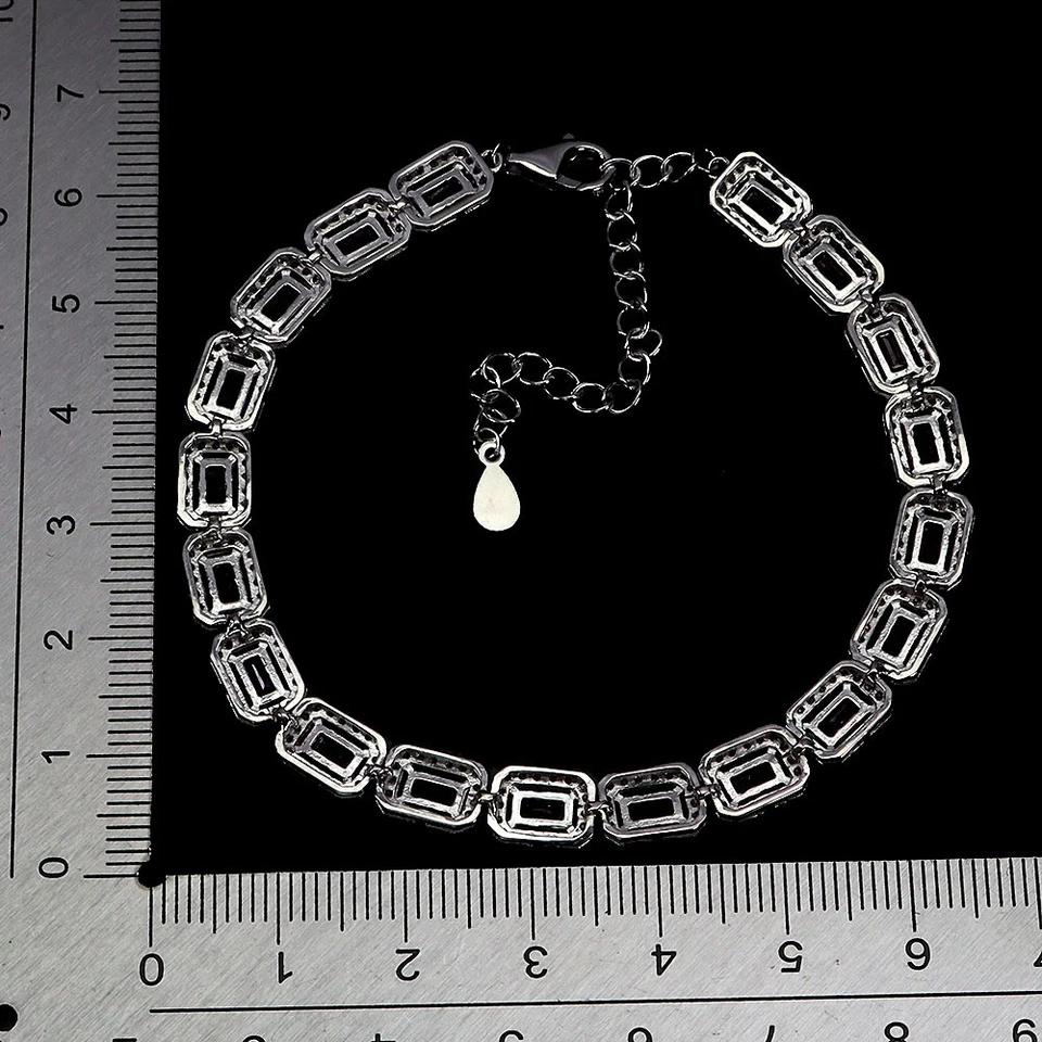 925 Sterling Silber Armband Oktagon Rubin 5x3mm Natur Edelstein Schmuck 20.3cm - Bild 3 von 4