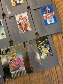 6475) Nintendo NES Game Lot - 15 Games Tetris Sports Q-Bert Mario & More