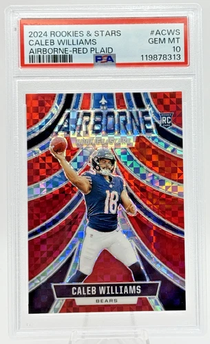 Caleb Williams 2024 Panini Rookies & Stars Airborne #A-CWS Red Plaid PSA 10