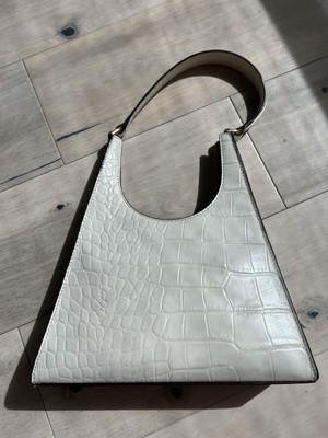 STAUD Rey Bag in Cream Croc-Embossed