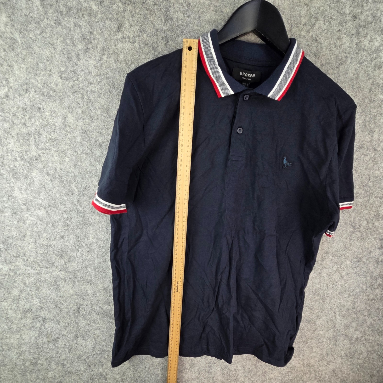 Broken Standard Shirt Mens Large Blue Navy Polo Short Sleeve Collared NEW 13764 image 8