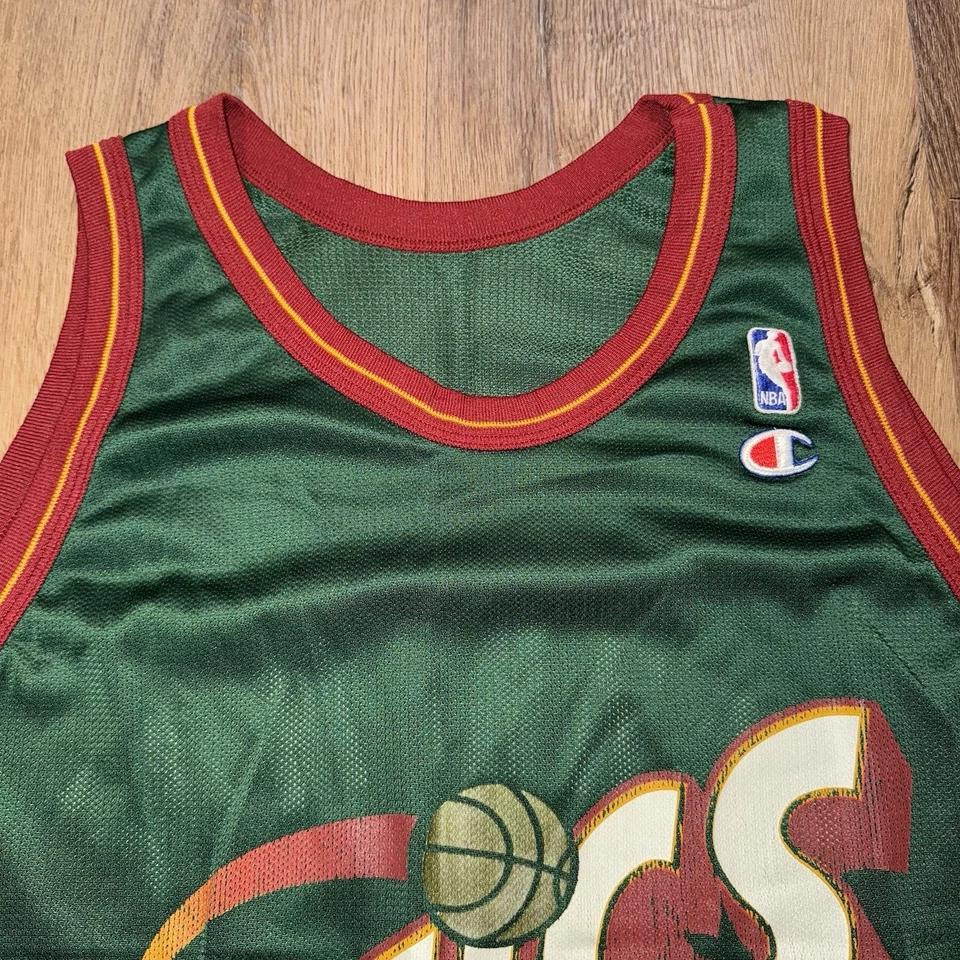 Vintage Seattle Sonics Champion Jersey Supersonics Detlef Schrempf NBA Mens 48 - Image 3 of 4
