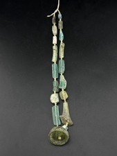 Genuine Ancient Large Roman Glass Necklace Container Circa 18 Century Old