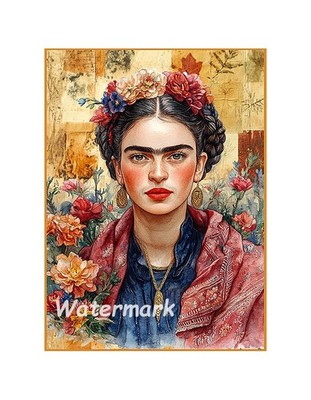 Frida Kahlo Portrait Cotton Crazy Quilt Block Multi Sizes K19