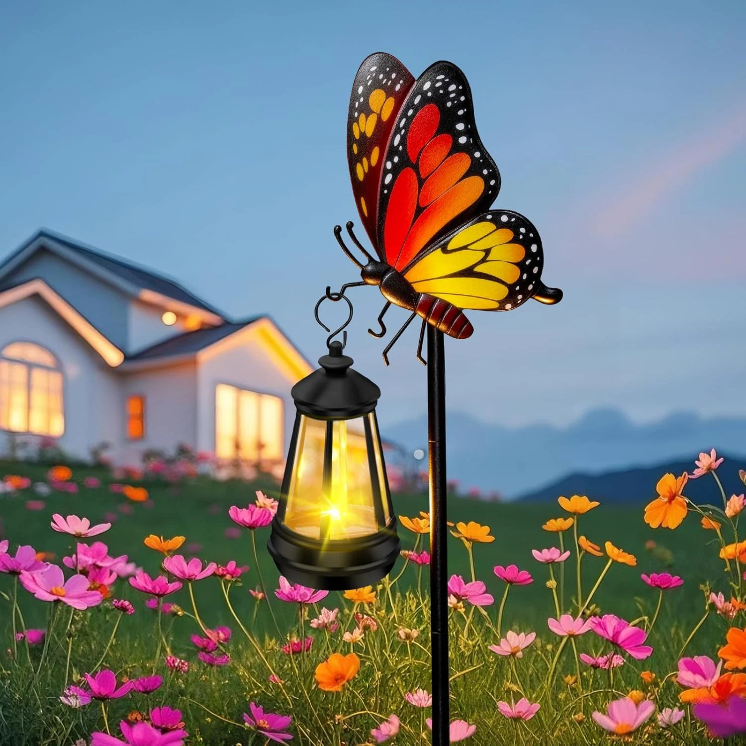 Solar Lights Outdoor Waterproof Butterfly Garden Decor,32.28In Garden Butterfly