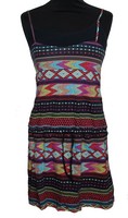 S4 Kleid TrÄGerkleid Jerseykleid Schwarz Bunt Roxy Gr. Xs 34 Neu