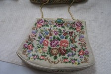 Vintage Tapestry Petit-Point Handmade Needlepoint Purse 8" x 7" Art Deco Clasp
