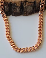 Solid Copper Cuban 7mm Chain Necklace Curb Link Arthritis Therapy 24" Necklace