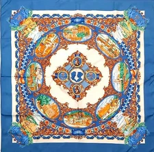 Hermes Scarf Carre 90cm Silk French-British Alliance Used