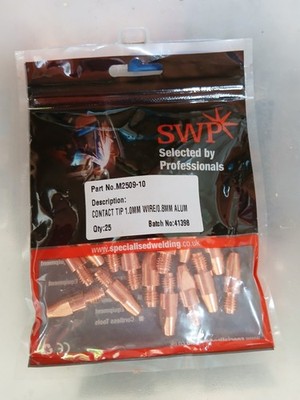 SWP Mig Schweißspitzen M8 0,8 mm, 1,0 mm & 1,2 mm. Pck 10,25,50 und 100 (MB25/36/501