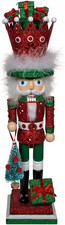 Kurt Adler 18-Inch Hollywood Nutcrackers  Red  Green with Presents Crown Nutcra