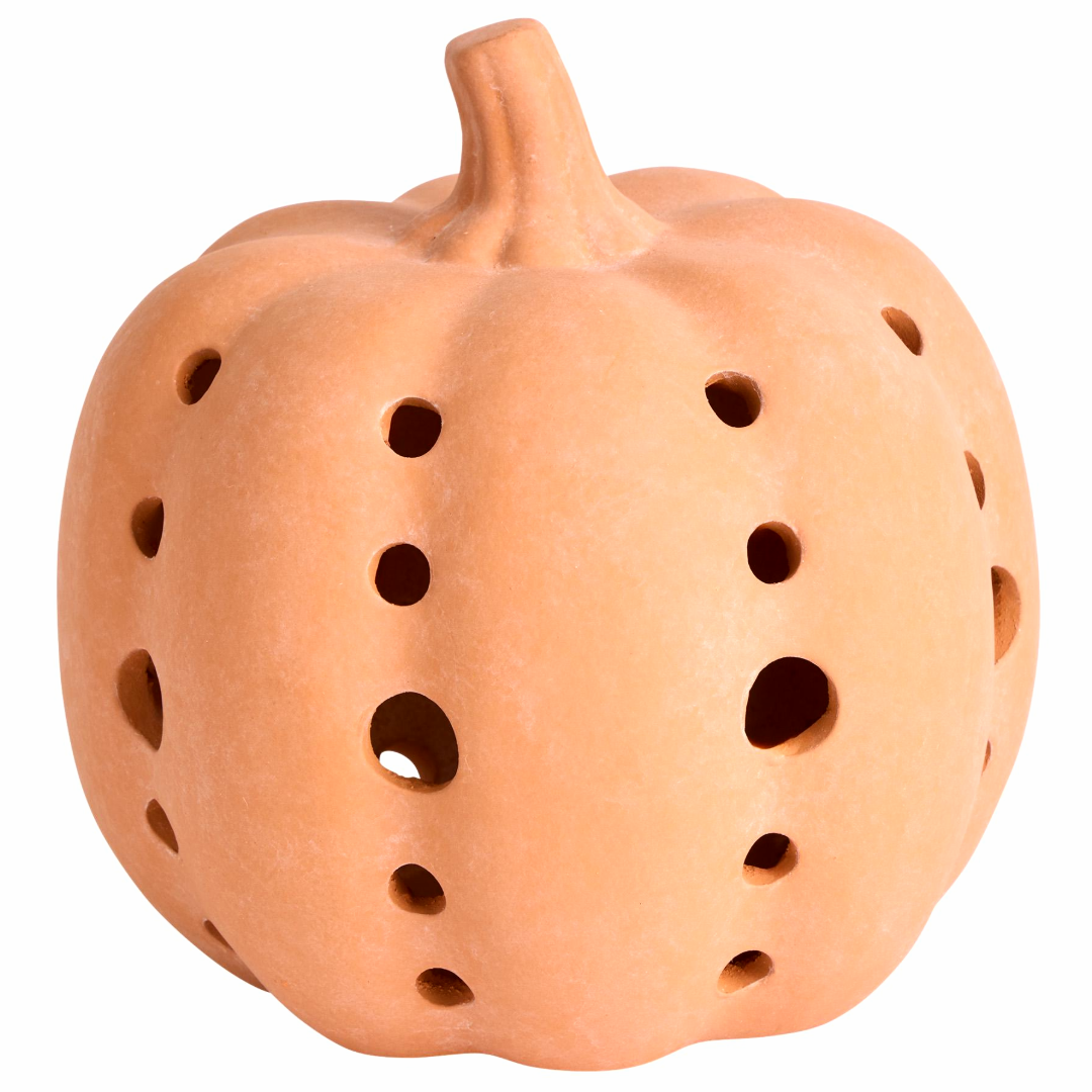 Terracotta Pumpkin Tea Light Holder Indoor/Outdoor, Halloween Decorative Lantern