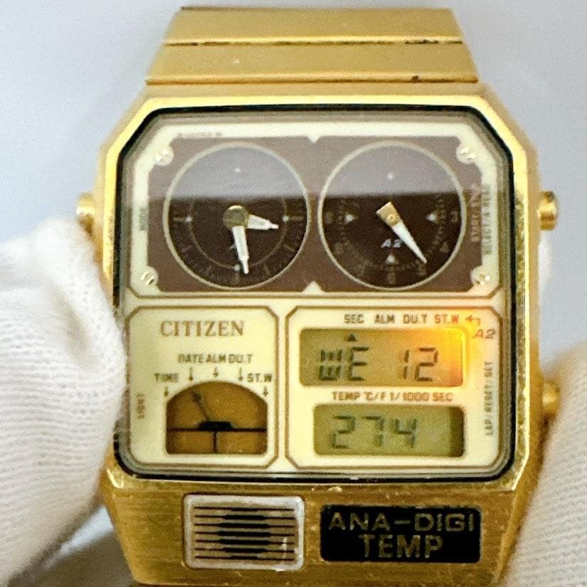 Citizen Ana-digi Temp Quartz 8988-q01971 Chronograph Vintage Men's