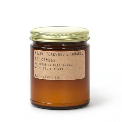 P.F. Candle Co. 7,2 Unzen Standard Glas Kerze - Teakholz & Tabak
