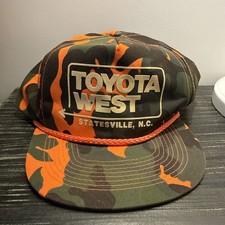 RARE Vintage Toyota West Camo Orange Trucker Baseball Hat Trucker Cap Rope