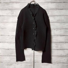 Issey Miyake Pleats Please Ruffle Cardigan Size 2 Colorless Black Women's M