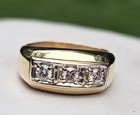 large diamond ring band 10 grams size 11 Men's 14k yellow gold .50 ct triple 3