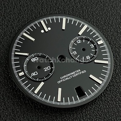 Black 31.5mm Modified Watch Dial Accessory for VK64 Quartz Movement
