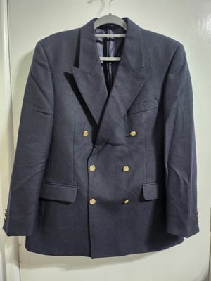 Brook Taverner Navy Pure Wool Double Breasted Blazer Jacket 40'' Maritim Segeln