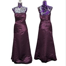 Fairycore Plum Satin Strapless Gown Bill Levkoff Formal Prom Dress Size 10