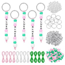 Bead Keychain Making Kit Heart Shaped Keyring Light Color/Golf  574 Pack