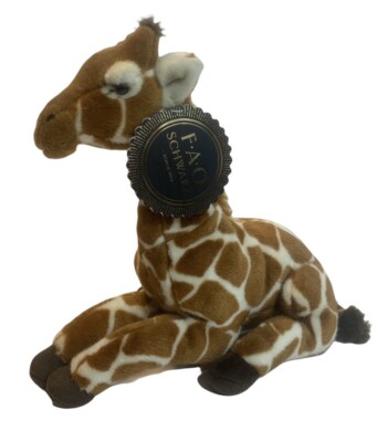 NWT FAO SCHWARZ 12 Inch Baby Calf Giraffe  stuffed Animal Toy Plush 