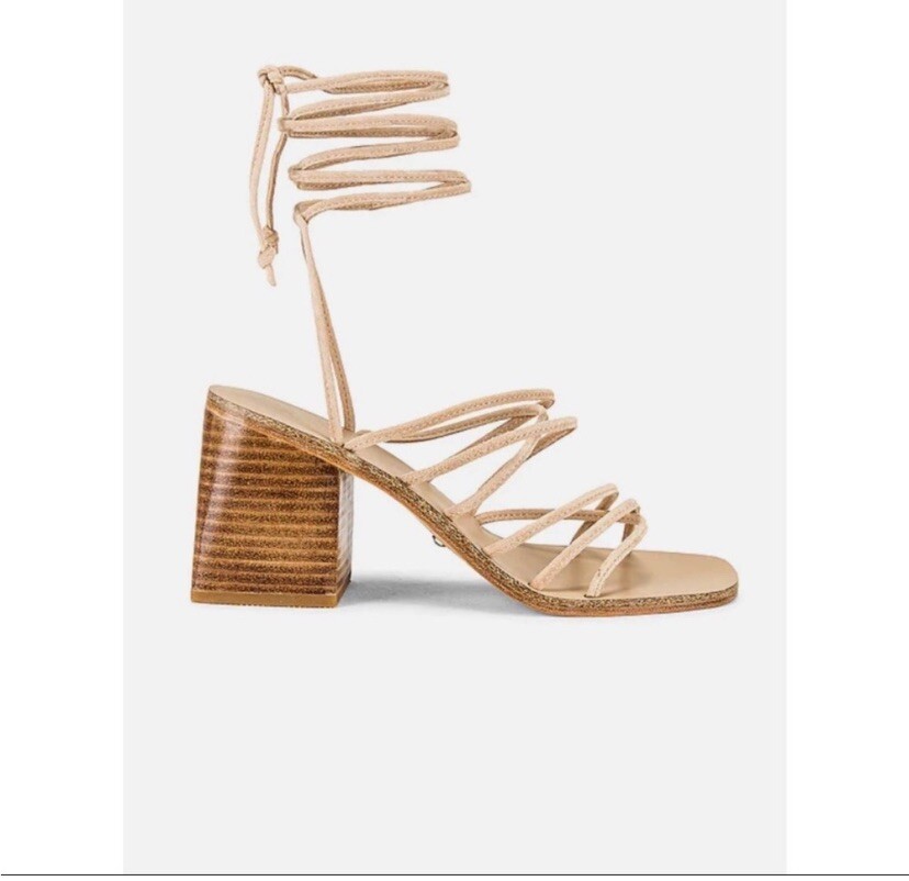 NWOB Raye Womens Voyage RevolveHeel Suede Square Toe Wrap Up Ankle Tie Size7 E9