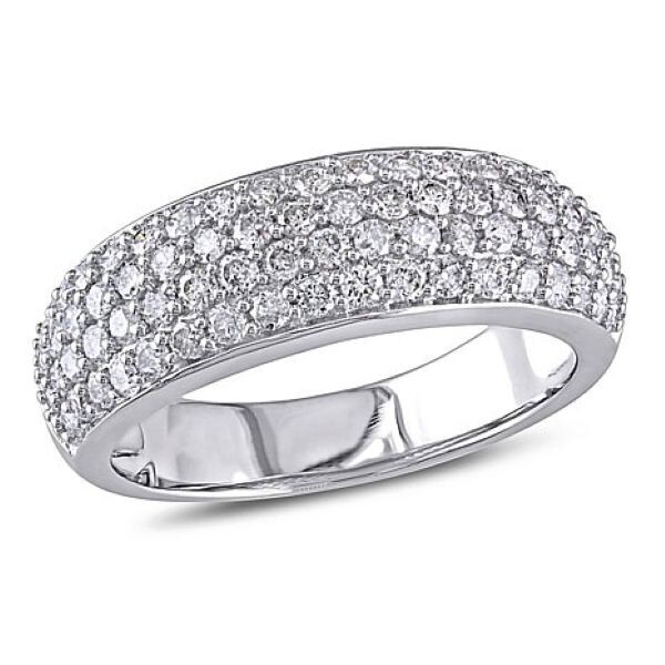 HSN 10k White Gold Pave Diamond Band Ring 3.9 grams 1.00 Carat Size 6