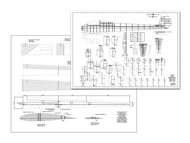 Ciani EC.37/53 Spillo 236" Wingspan RC Model Airplane Printed Plans & Templates